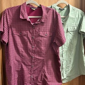 Lot of 2 Eddie Bauer women’s short -Sleeve Button-Up outdoor shirts.